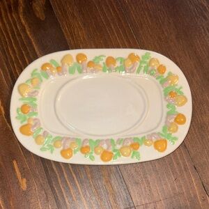Mushroom Ceramic Platter - Cream and Orange (vintage)